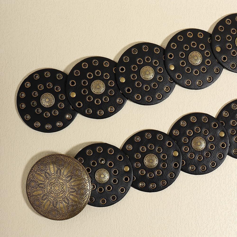 4848 Wide Vintage Pu-leather Western-disc-concho-belt For Women- Boho - Picture 5 of 8